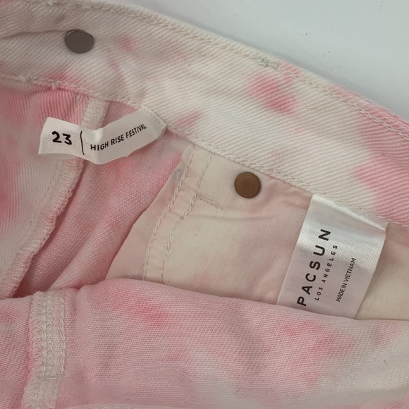 Pacsun shorts High Rise Festival size 23 pink tie dye - Picture 6 of 7